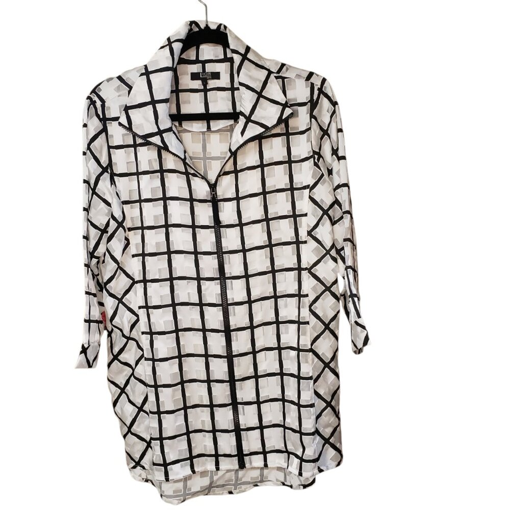 Lior Paris Victoria Zip Front Casual Dress Jacket Three Quarter Sleeve Size L